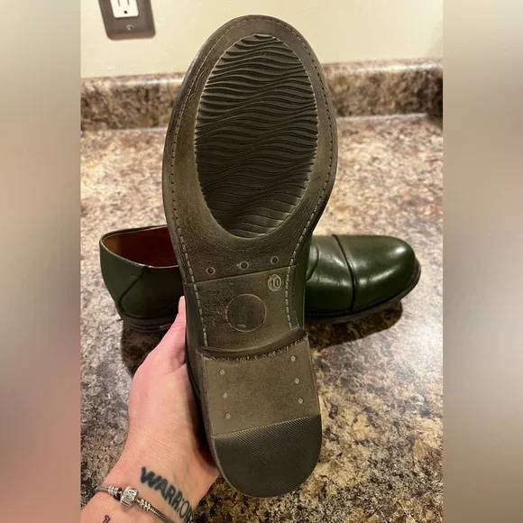 Miz Mooz Green Cap Toe Leather Derby Oxford Shoes Size 10 Lace Up Comfort Flat - Picture 6 of 13